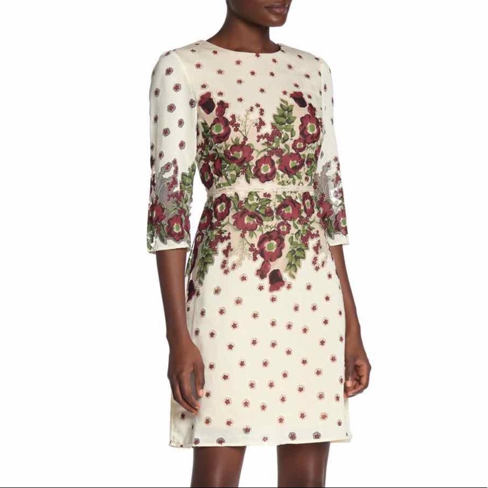 Gabby Skye Floral Champagne Dress